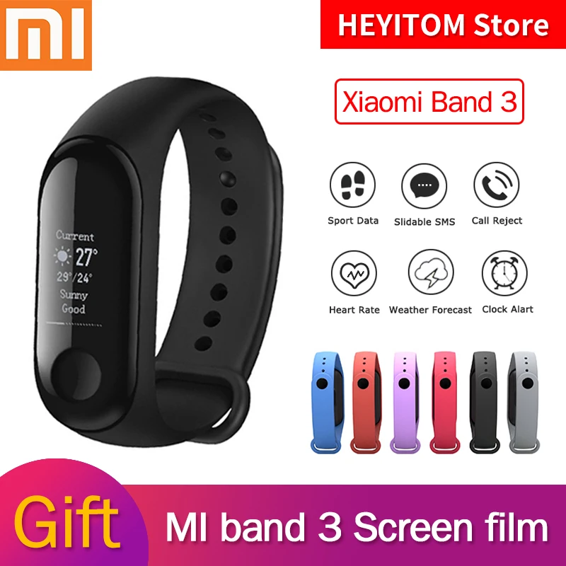 Смарт-браслет Origina Xiaomi Mi Band 3 OLED с сенсорным экраном 0,7" дисплей для сообщений, погода, фитнес-трекер, умные часы