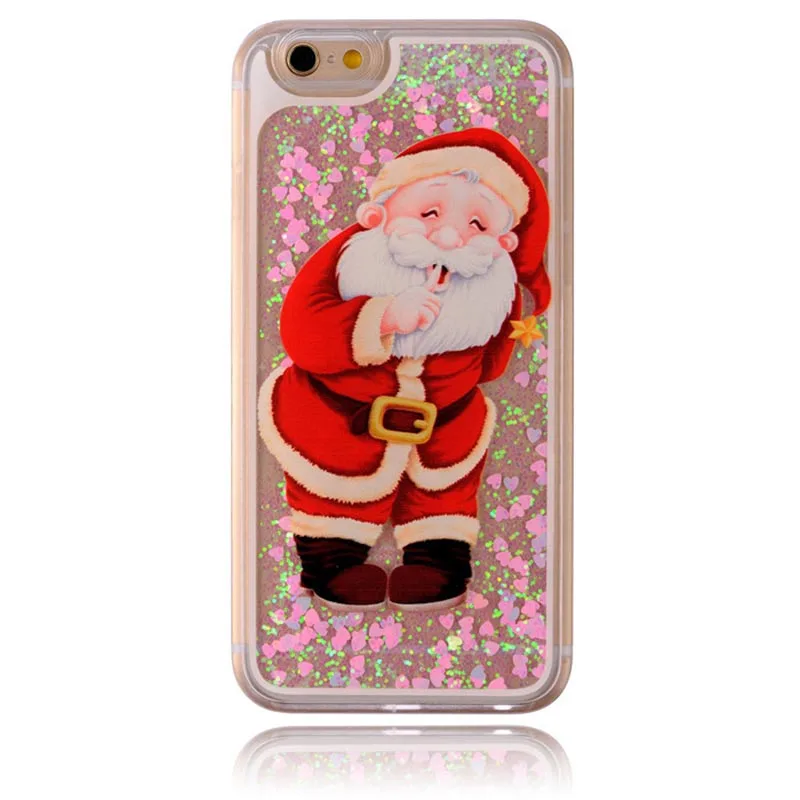 KMAX Phone Case hard clear For iPhone 6 6S 7 8 Plus Samsung S6 S7 Edge Christmas Glitter Love Heart Liquid Quicksand cheap sale |