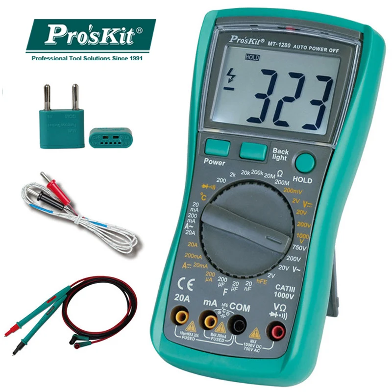 Pro'skit MT 1280 C мультиметр 3 5/6 цифр 5999 отсчетов Цифровой DC AC напряжение тока