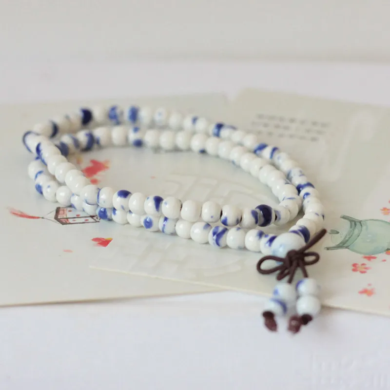 Женский браслет в китайском стиле голубой и белый цвет|bracelets for|strand braceletsbead bracelet |