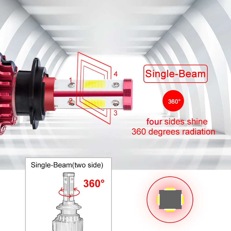 2Pcs H7 H4 Led Car Headlight Light Bulb Auto 6000K Hi Turbo H11 Lamp 12V Running lights Hb3 Hb4 Automotivo styling coche | Автомобили и