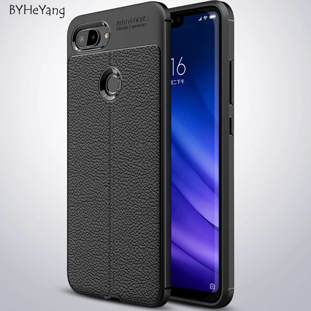 For Xiaomi Mi 8 Lite Case Mi8X Fundas Leather Texture Silicone Soft TPU Back Cover for Youth |