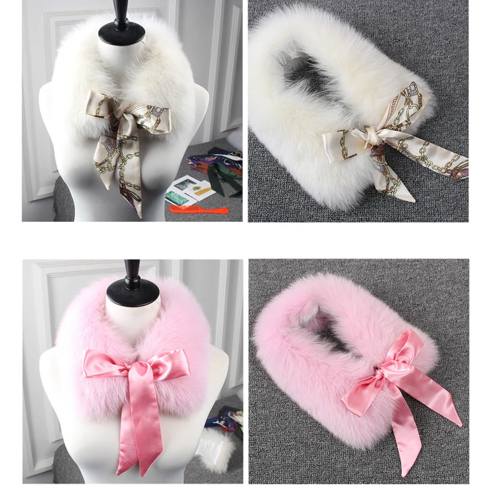 Женский меховой воротник из натурального Лисьего меха съемный разноцветные