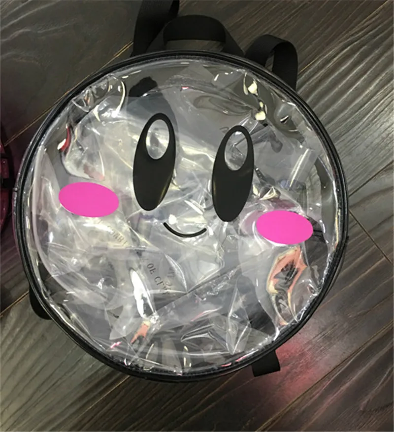 Кирби супер звезда Круглый прозрачный Рюкзак kawaii сумка девушки женщина стиль