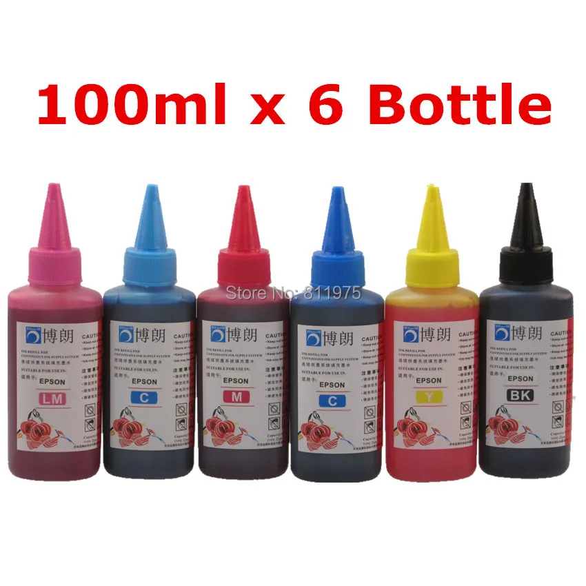 Универсальный картридж для принтера EPSON 6 цветов 100 мл R230 R220 R200 T50 1400 1390 R260 R265 R280|ink