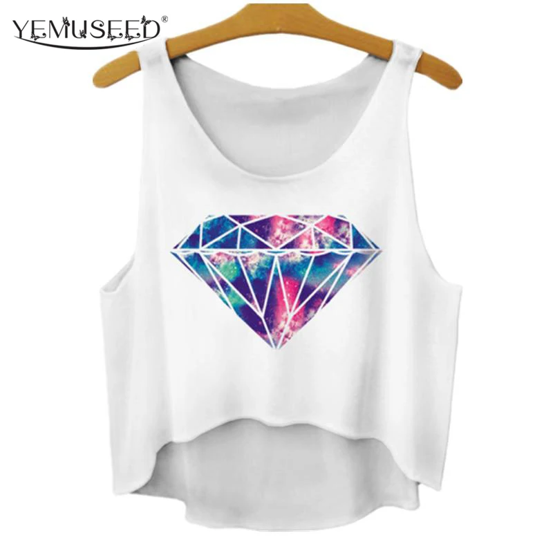 Горячие новые модные kobiety diomand drukowane 3d galaxy upraw topy harajuku lato сексуальные блузки
