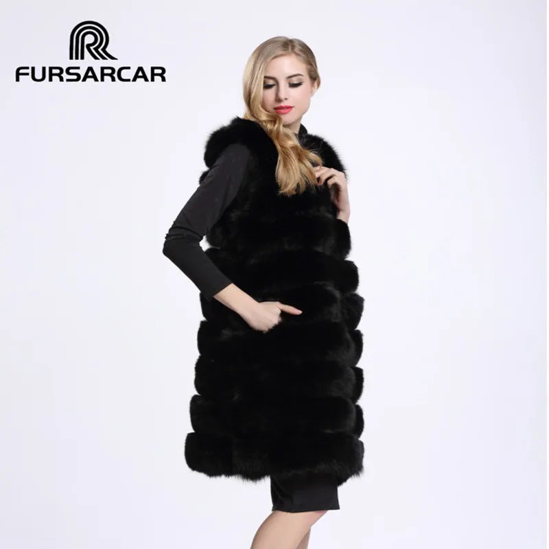 Женская меховая куртка FURSARCAR зимняя средней длины с воротником-стойкой и