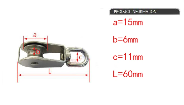 Шкивы M15 из нержавеющей стали 15 мм 304 дюйма|pulley block|pulley 15mmpulley rope |