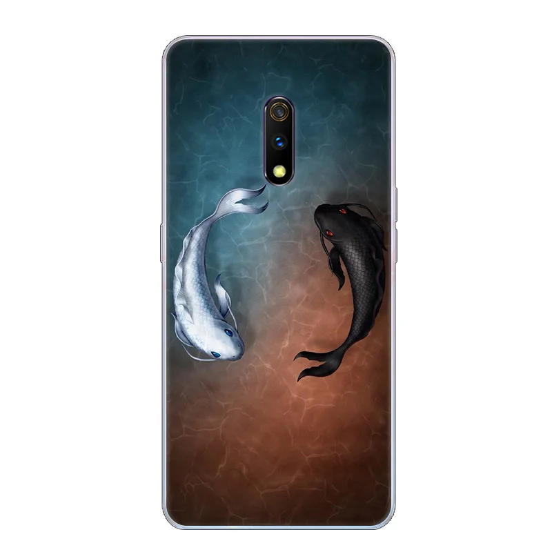 Cartoon Cat and Fish Case For OPPO Realme X TPU Painted Mobile Phone Shell Lovely Color Painting Case.17 Colors! |