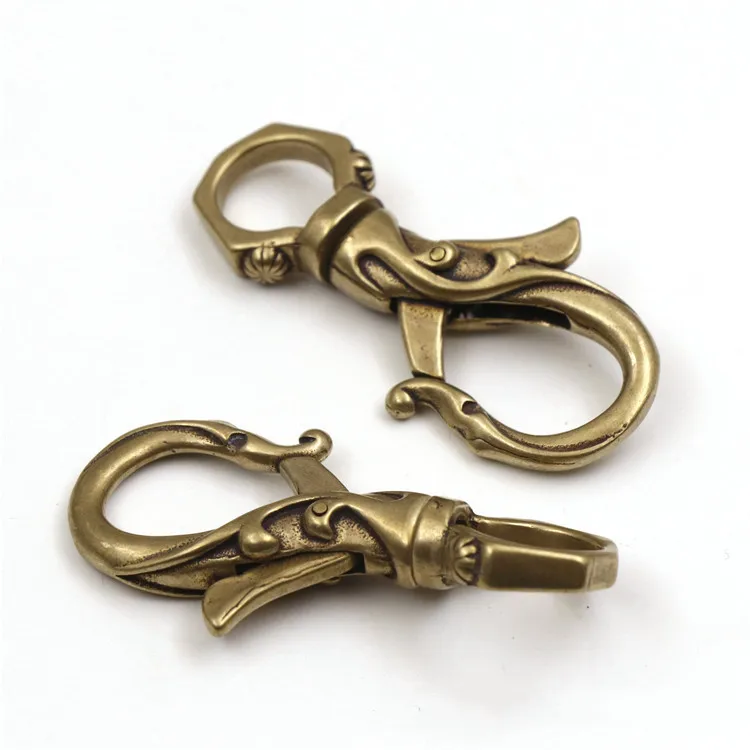Ретро креативный брелок из чистой латуни с рисунком пряжки для ошейника собаки