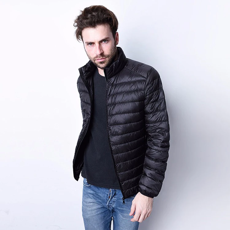 Мужские зимние куртки ультра легкая куртка 90% черная Chaqueta hombre водонепроницаемая