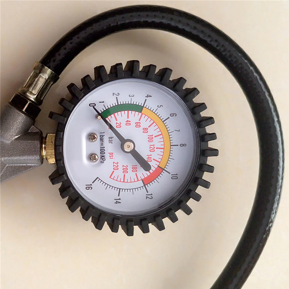Hot Sale 220 Psi Motorcycle Bicycle Auto Car Tyre Tire Air Pressure Gauge Meter Measurement Vehicle Tester with Inflating Gun |
