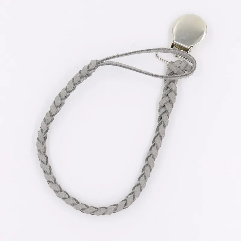 Baby Leather Pacifier Clips Chain Pacifier Holder Braided Clip Colorful Ribbon Convenient For Infant Baby Kids Feeding 26cm