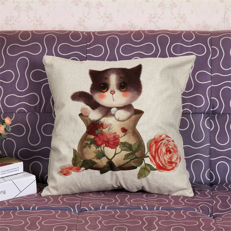 1 Pc Cartoon Cats Pillow Case Sofa Bed Back Cushion Cover Pillowslip Cute Style Home Decoration | Дом и сад