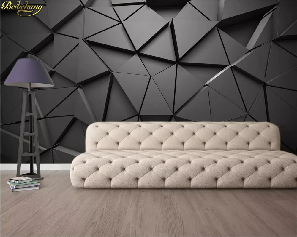 Настенные 3D обои beibehang на заказ абстрактные серые треугольные с геометрическим