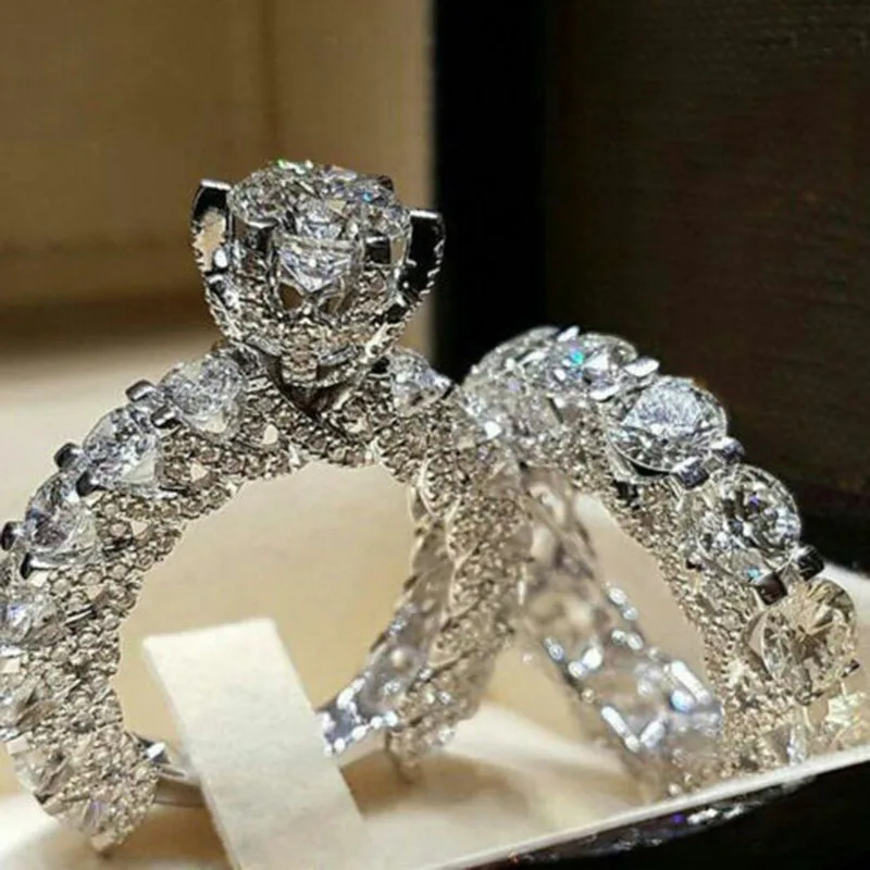 195 Роскошные Романтические свадебные кольца для женщин обручальное кольцо с кубическим цирконием вечерние ювелирные изделия подарок на день Святого Валентина бижутерия - Цвет основного камня: 195