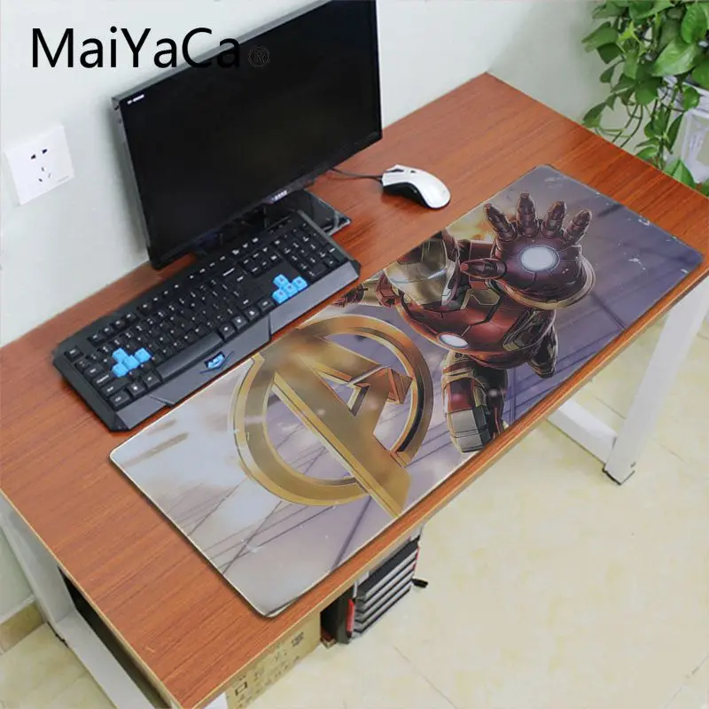 Lock Edge 30X70cm Maiyaca железные человеческие Мстители hero анти-скольжение прочный резиновая клавиатура Аниме Коврик для мыши 700x300 мм геймер большой Офисный Компьютерный стол коврик - Цвет: Lock Edge 30X70cm