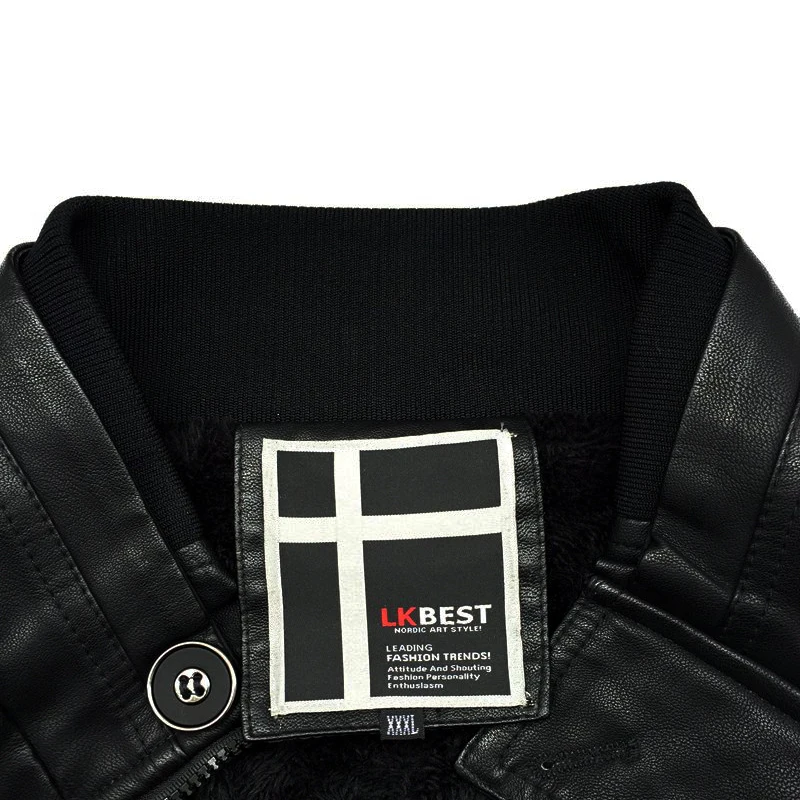 Мужская кожаная куртка LKBEST зимняя повседневная из искусственной кожи с