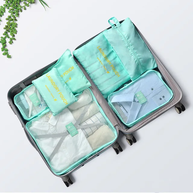 Light green Ruputin 7 шт./компл. путешествия чемодан-органайзер Одежда Набор для отделки Портативный Раздел Чехол Сумки для хранения дома шкаф упаковка - Цвет: Light green