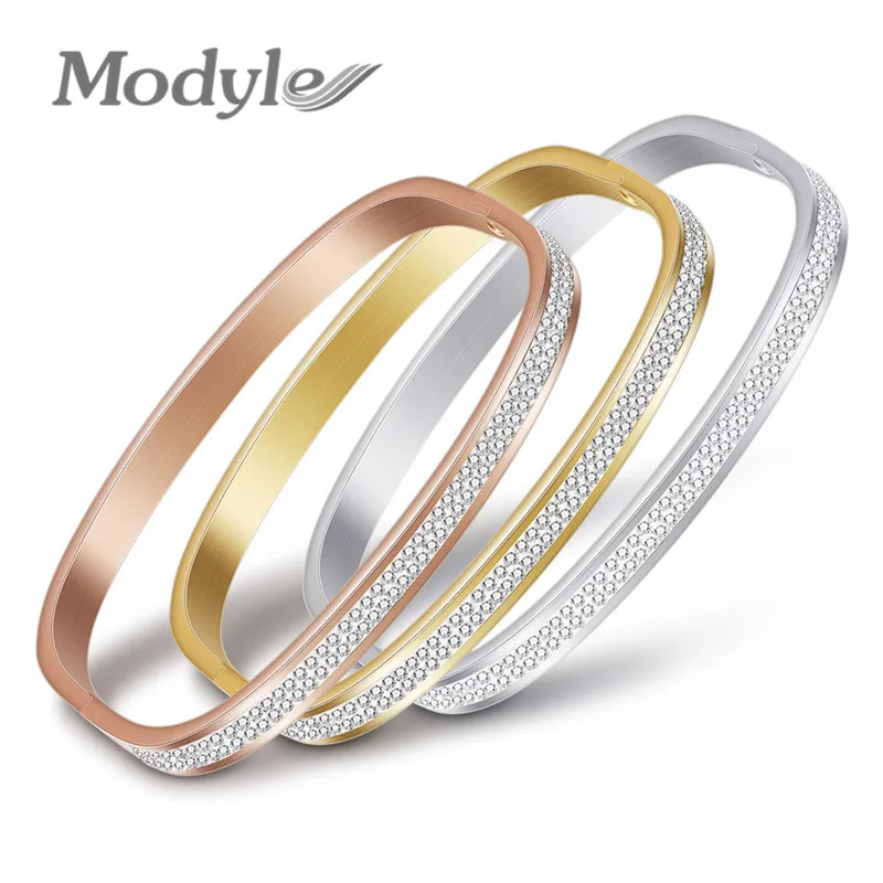Новый браслет Modyle из розового золота/браслеты нержавеющей стали 2 ряда со