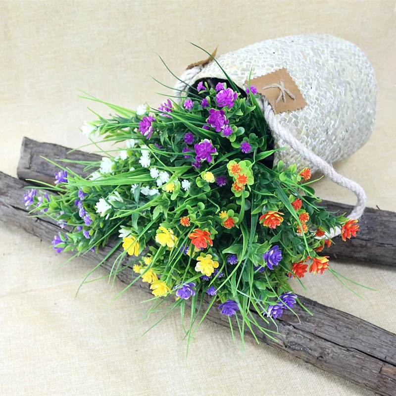 Flone искусственный гипсофиловый цветок пластиковый букет с яркой травой