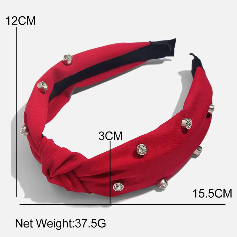 Bohemian Solid Color Soft Velvet Center Knot Wide Pearl Hairband Ladies multiple color Knotted Hairband Hair Accessories