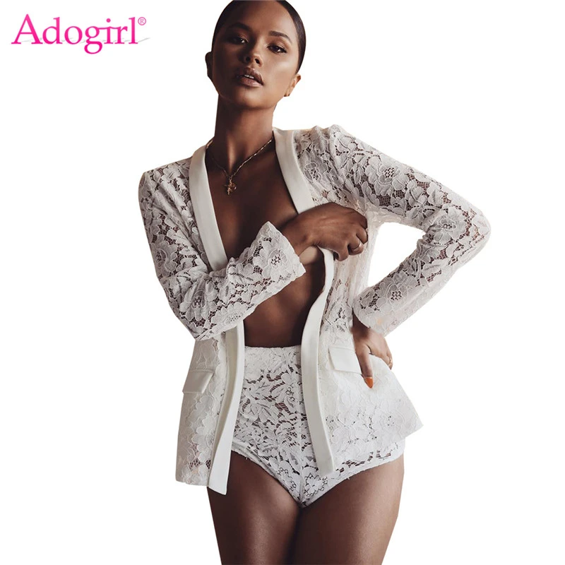 Женский кружевной комплект из двух предметов Adogirl костюм с длинным рукавом и