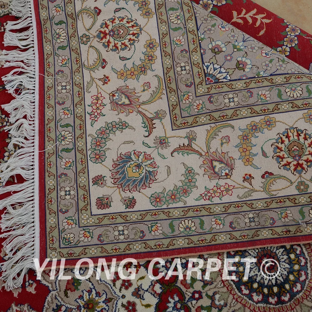 Yilong 8 'x 10' выгодный коврик Тебриз шерстяной красный ковер изысканная