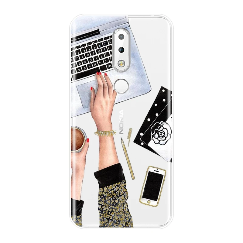 Задняя крышка для Nokia 7 1 6 5 3 2 Plus Girl Boss Pink Women Силиконовый мягкий чехол