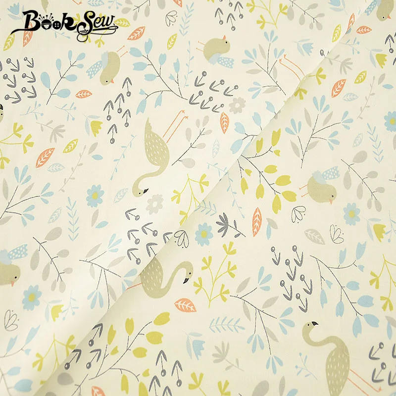 Хлопковая саржевая ткань Booksew домашний текстиль с животным дизайном для