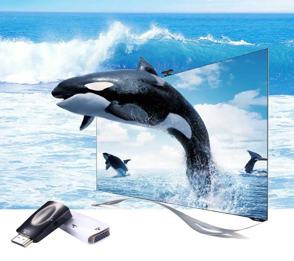 Tonbux HD 1080P HDMI к VGA адаптер аудио Кабельные конвертеры мужчин и женщин для ПК ноутбука ТВ коробка цифро-аналоговое видео