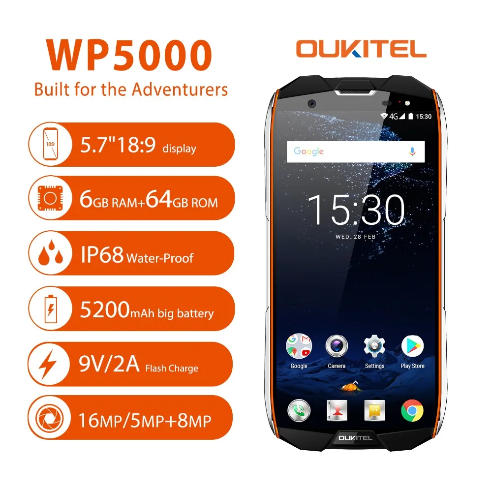 Oukitel Wp5000 смартфон с 5 7 дюймовым дисплеем Helio P25 восьмиядерным процессором ОЗУ 6 ГБ
