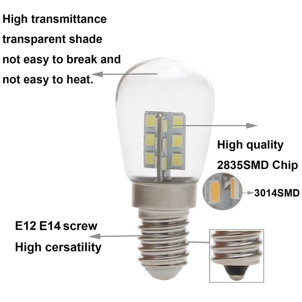 Светодиодный светильник E12 E14 2 Вт 3014 SMD 24 светодиодный высокая яркость стеклянная