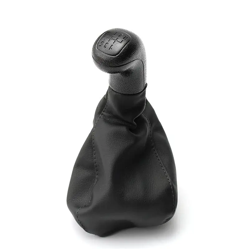 Черный 5 скоростей Ручка Переключения рулевого механизма автомобиля кожаные