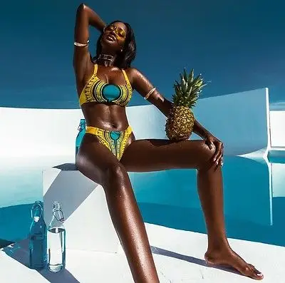 Купальный костюм из двух предметов с Африканским принтом пикантный