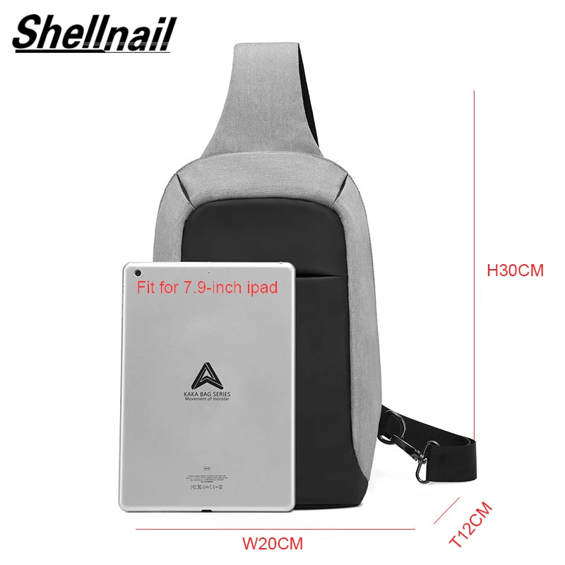 Shellnail USB Противоугонная сумка на плечо для мужчин нагрудная вместительная