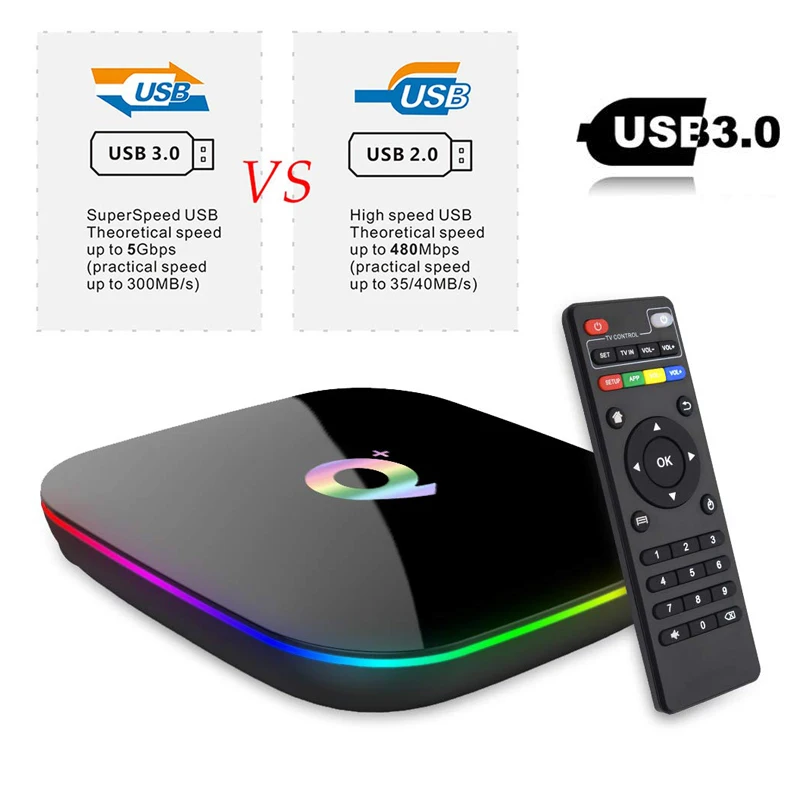 Smart Android 9 0 tv Box Q Plus 4 ГБ ОЗУ 32 Гб 64 ПЗУ 6K H.265 USB3.0 Netflix Allwinner H6 PK T95Q s905x2
