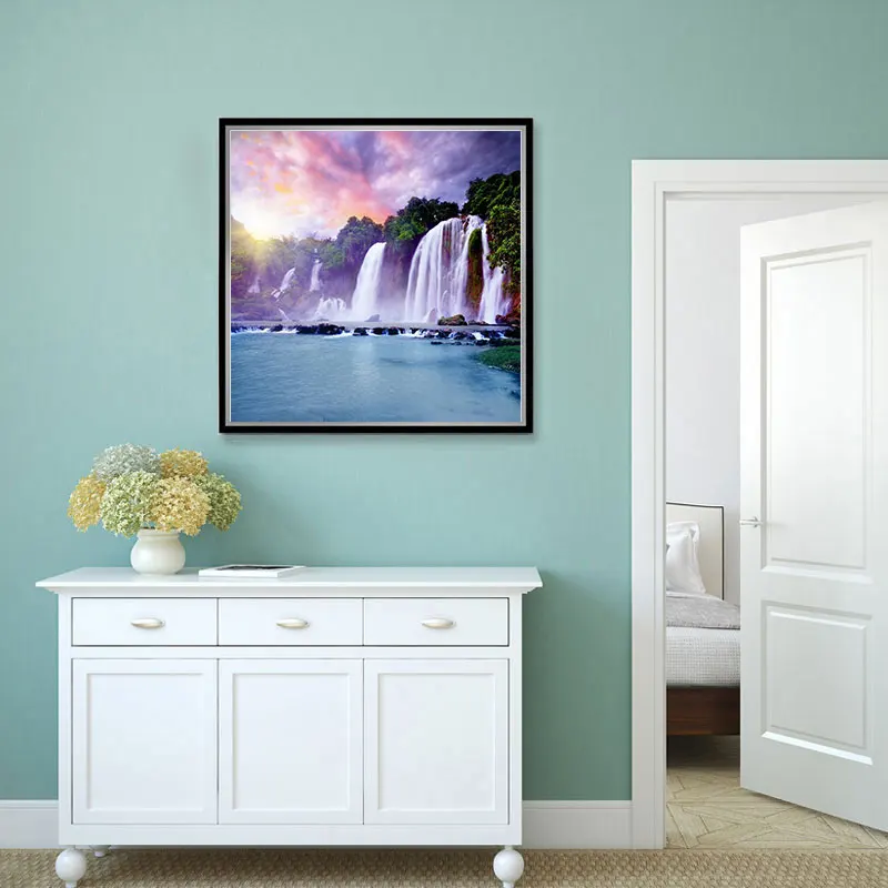 YIKELAfull square Diamond painting forest waterfall scenery Embroidery Cross Stitch Rhinestone mosaic wall sticker XF | Дом и сад