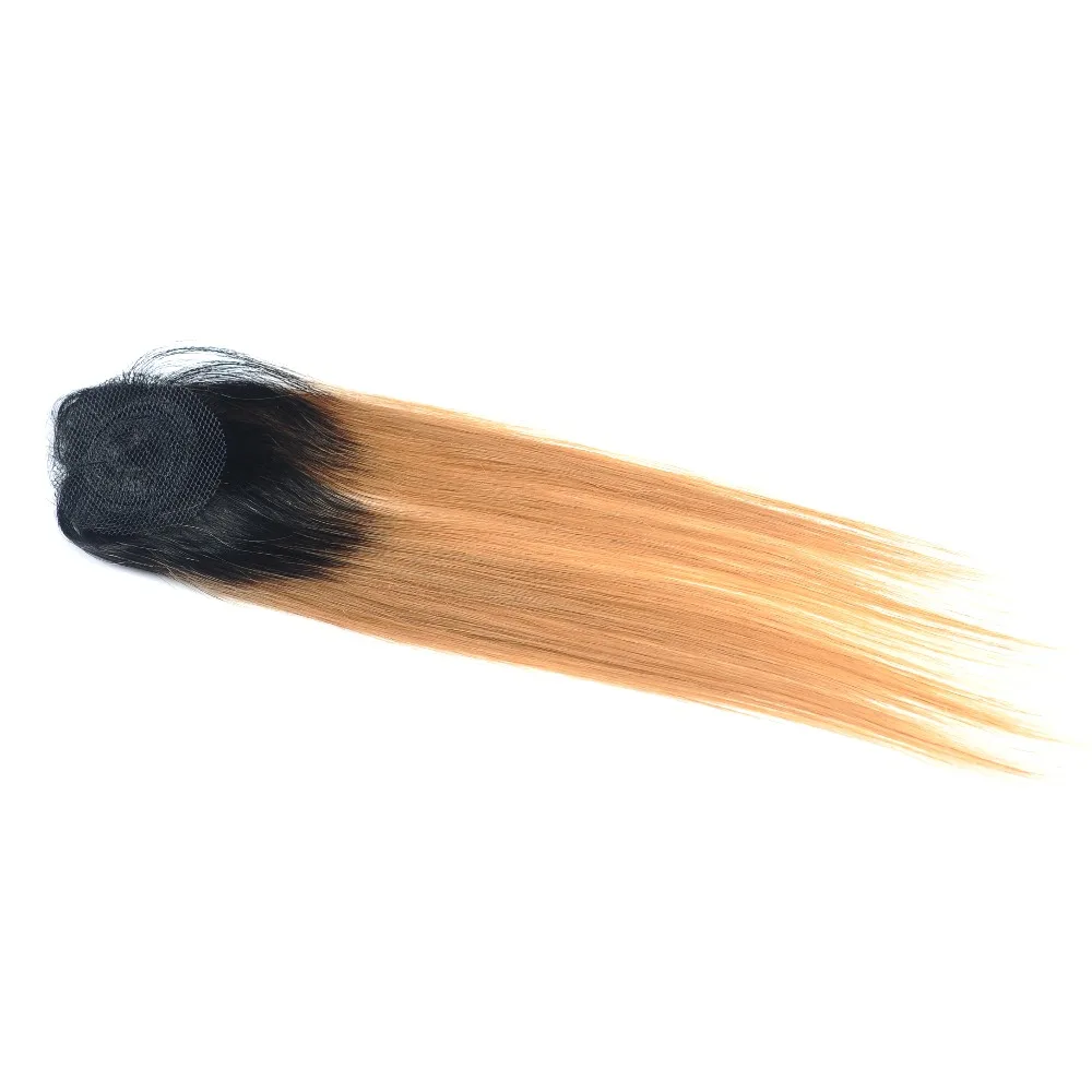 Pinshair Мёд блондинка Связки с закрытием Ombre 1B 27 Бразильский прямые волосы 3 Связки с закрытия толстый натуральные волосы не Remy
