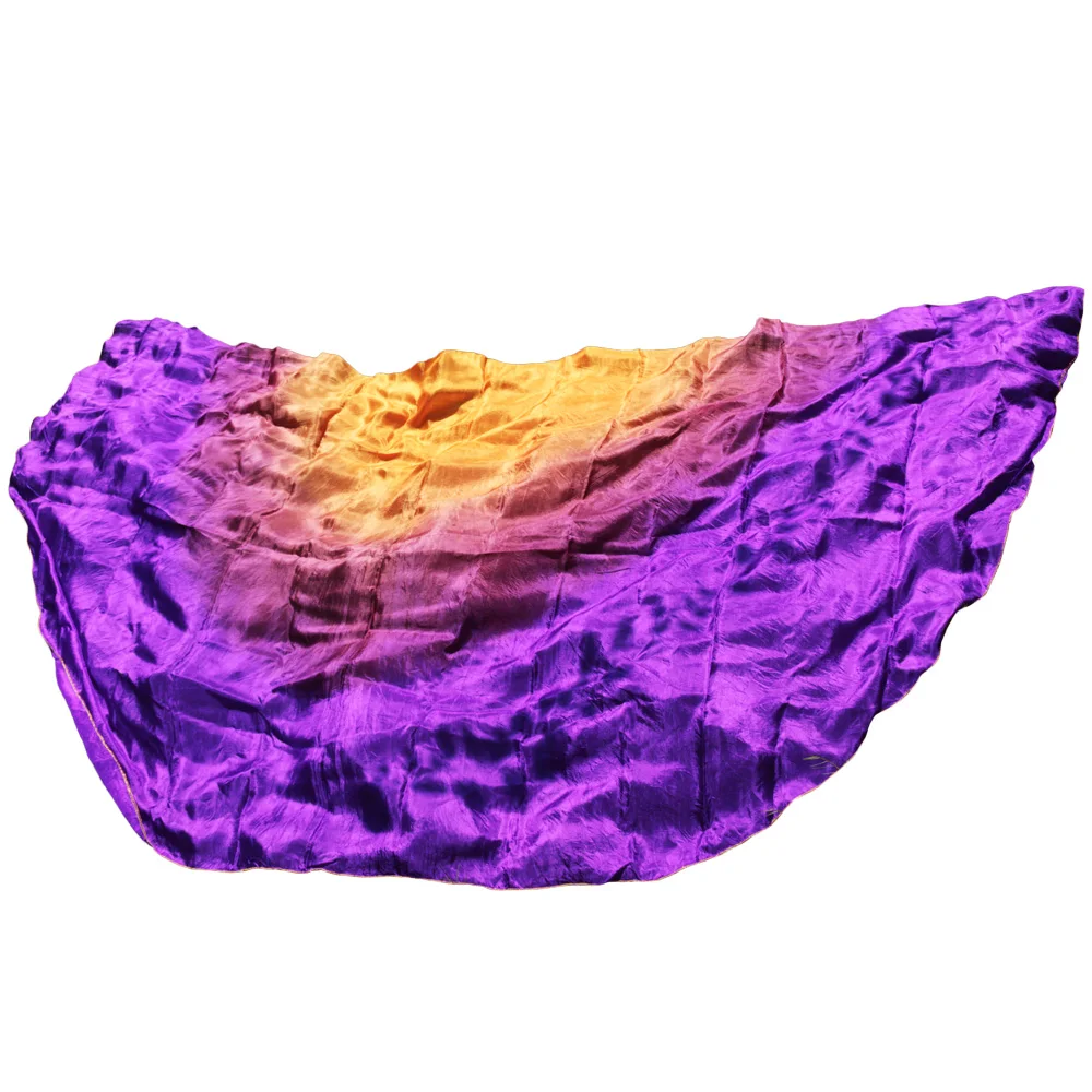 Дизайн 100% натуральный шелк танец живота вуаль дешевые танцевальные вуали полукруг вуаль оптовая продажа 250*114 см оранжевый коричневый фиолетовый