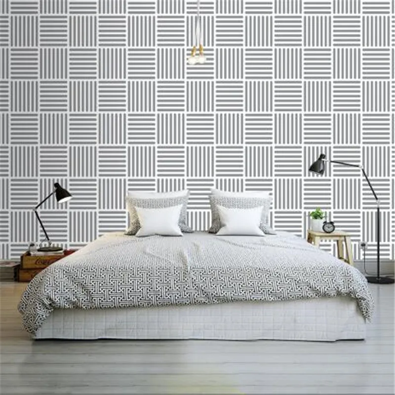 

Nordic Style Custom Wallpaper Roll Simple Wall Papers Home Decor Texture Wall Paper Gray and White Lines Living Room Wallpaper