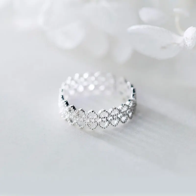 Изысканное кружевное кольцо из стерлингового серебра 925 пробы для женщин