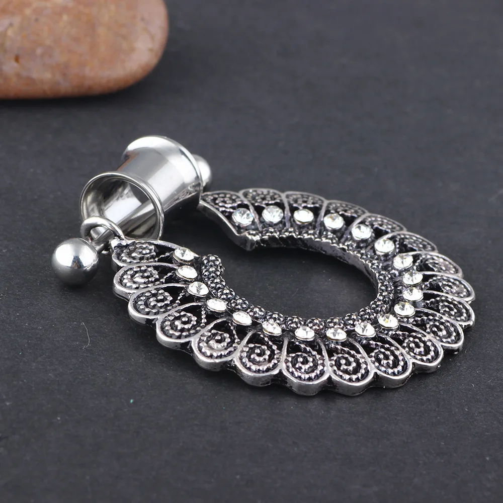 Модный двойной расклешенный тоннель из нержавеющей стали со штанга для языка