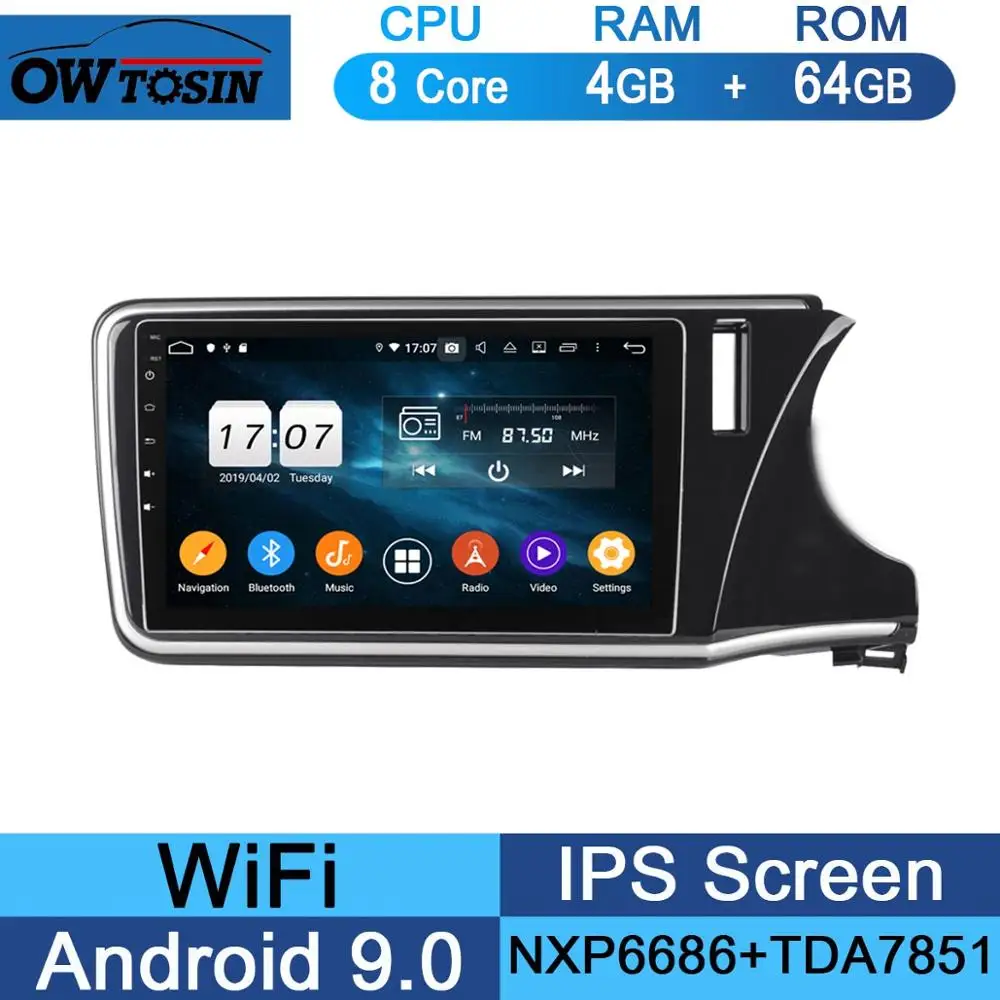 64G 10," ips Android 9,0 8 Core 4G Оперативная память+ 64G Встроенная память автомобильный dvd-радиоплеер gps для Honda City DSP CarPlay попугай BT - Цвет: 64G