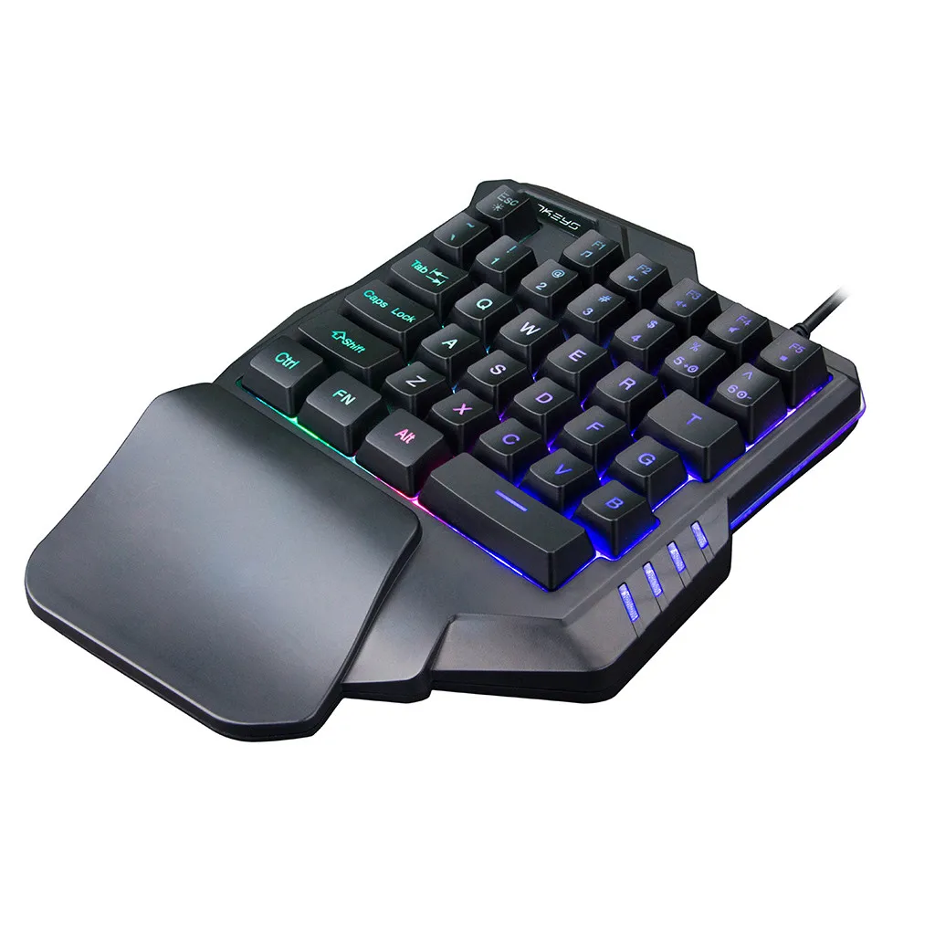 USB Проводная Одноручная игровая клавиатура смешанный RGB светодиодный с