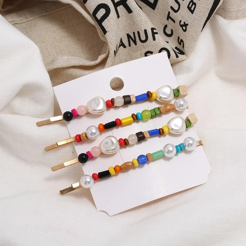 Пляжные украшения красочные бусы заколки для волос женщин 2020 бохо Набор девочек
