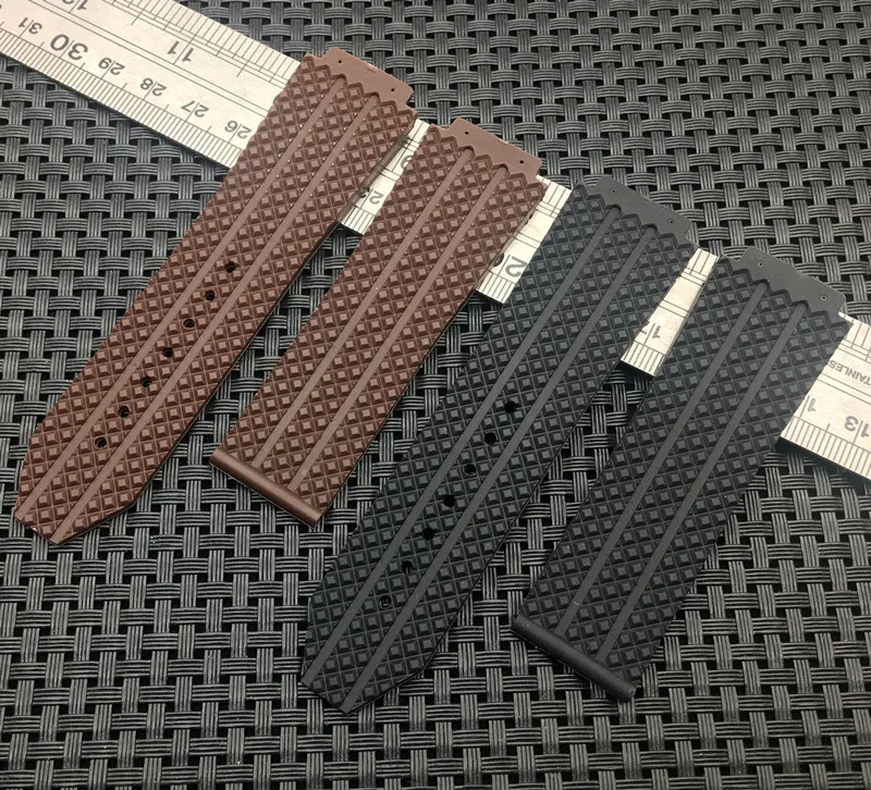 Blue 26x19 25*19mm Silicone Rubber Watch Belt Watchband For Hublot strap for Big Bang Deployment Clasp Double Push Buckle logo