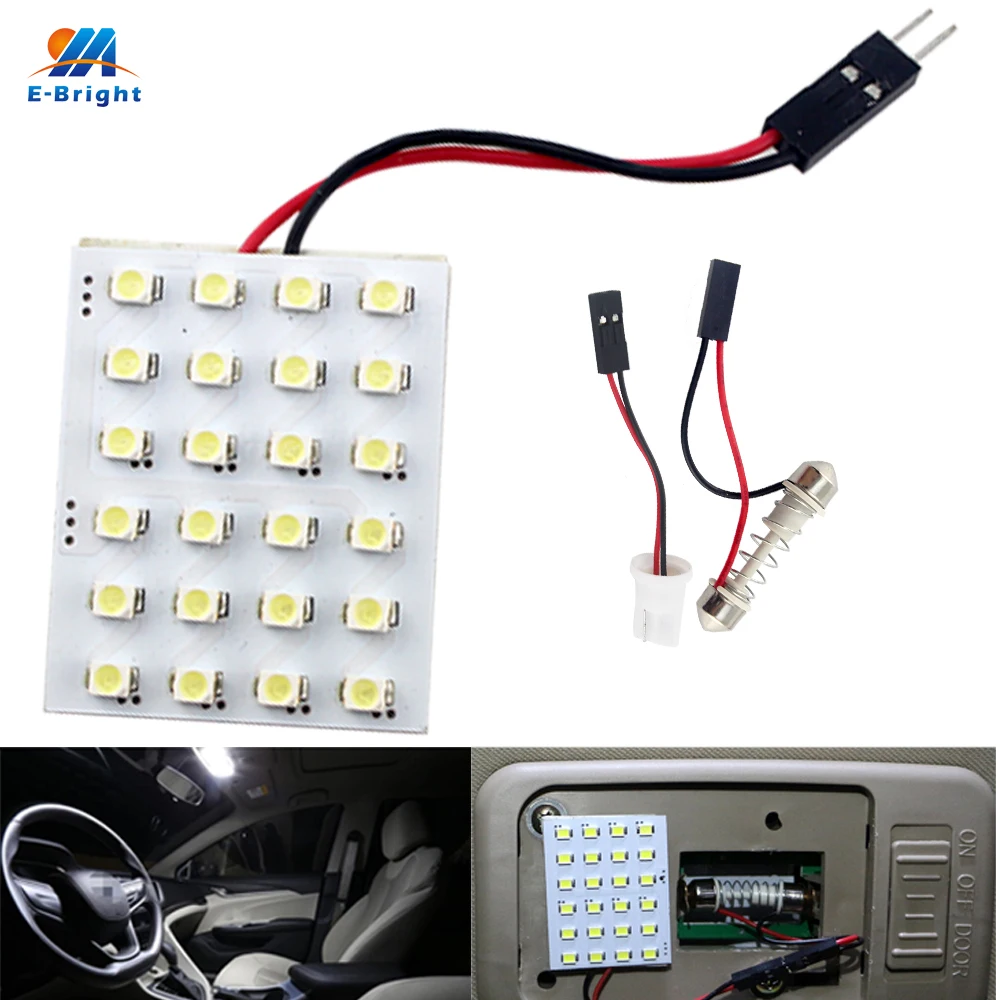 YM E Bright 100 шт. панельные лампы s 3528 SMD 1210 24 светодиодные для чтения Festoon Dome Bulb Lamp T10 +