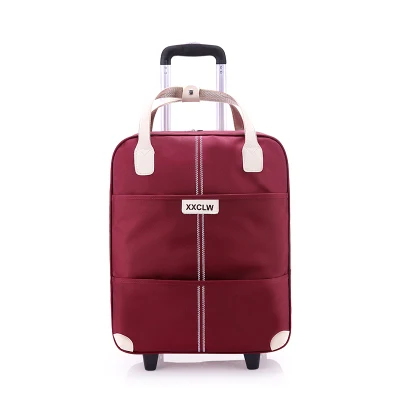 wine luggage Набор женских сумок на колёсиках, водонепроницаемый чехол из ткани Оксфорд для путешествий, чехол на колесиках, переносная сумка для переноски с сумочкой - Цвет: wine luggage
