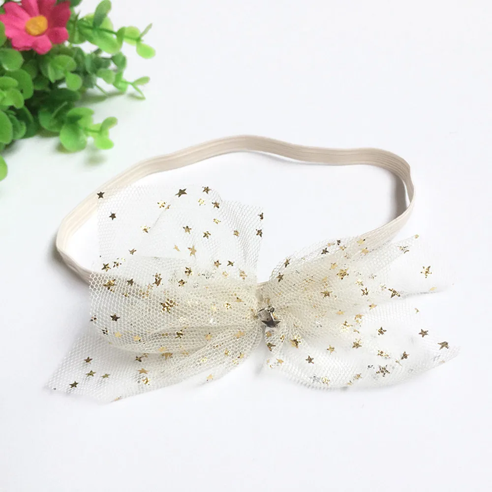 Кружевная газовая повязка принцессы с бантом для маленьких девочек на голову